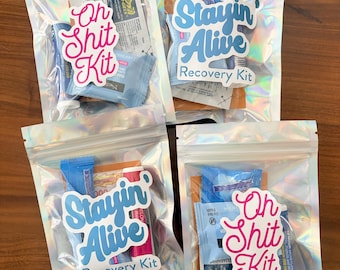 Personalized Bachelorette Recovery Kit Pouch (Filled) | Holographic | Bach Party Favor | Hangover Kit | Custom Party Favor