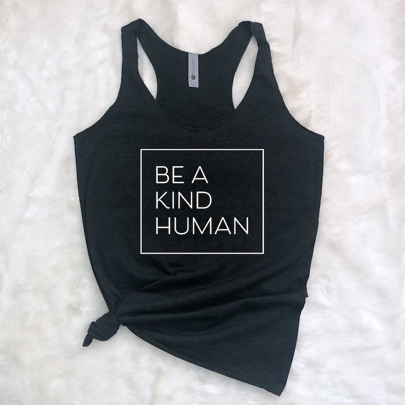 Black Be a Kind Human Navy Athleisure Pink Woman/'s Tank Top White Workout Tank