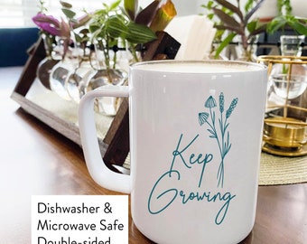 Floral 'Keep Growing' Stainless Steel Mug | Plant Lover Gift