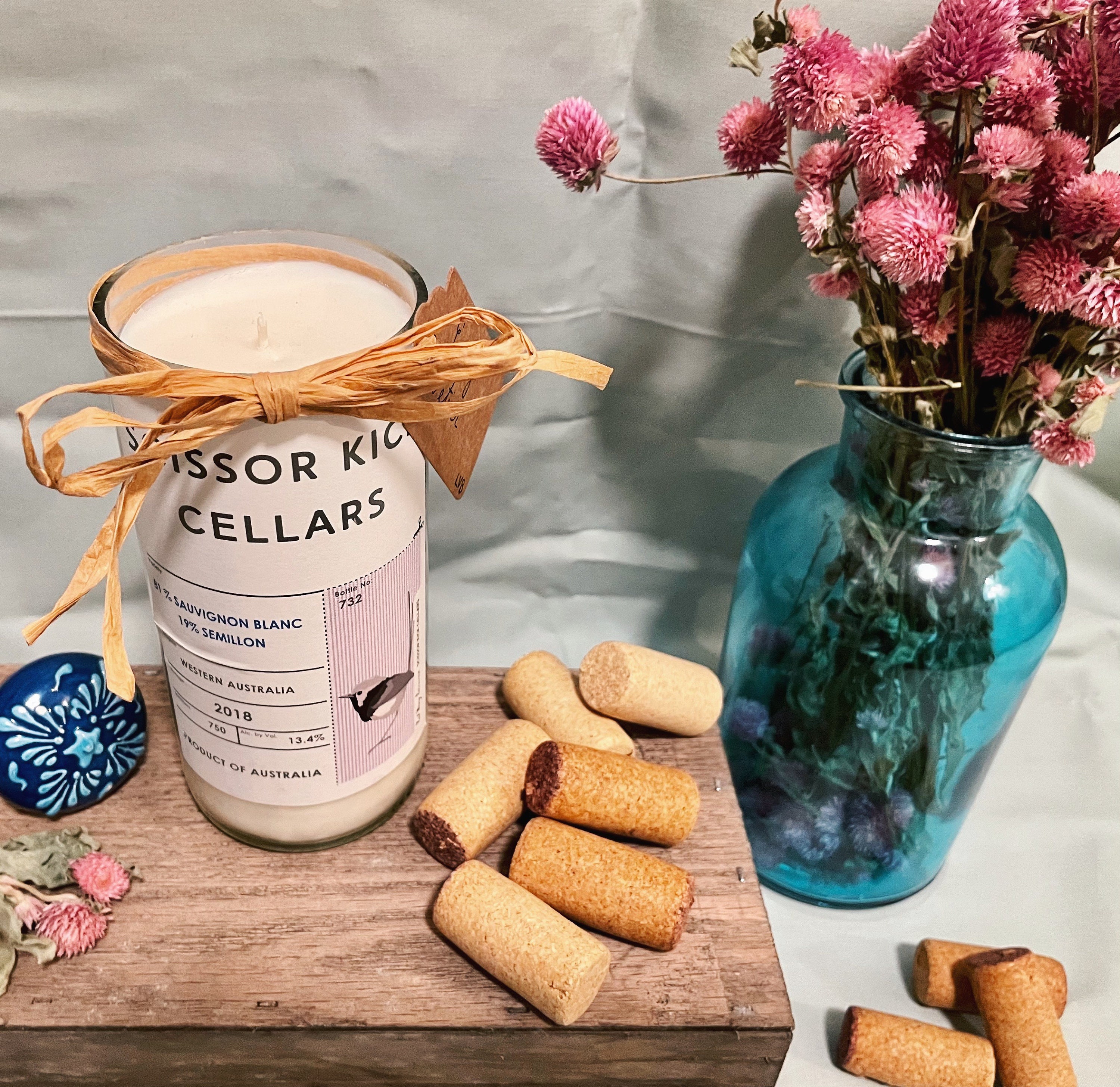 Earthy Vetiver Soy Candle Scissor Kick Cellars Australian Sauvignon Blanc Semillon Etsy