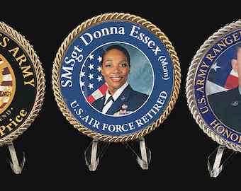 Custom Military Printed Challenge Coin - design your own custom challenge coin. 2.25&quot; x 4mm Gold/Silver/Black. Army-Navy-Air Force-Marines