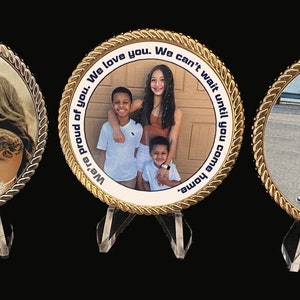 Op maat bedrukte uitdagingsmunt: ontwerp je eigen aangepaste uitdagingsmunt 2,25" x 5 mm goud/zilver/zwart. Foto's-logo's-tekst GEEN MINIMAAL