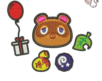 Digitale Tom Nook partij Borduurwerk Machine ontwerp 10x11 cm Grootte en 7 formaten bestanden