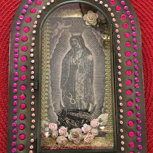 Our Lady of Guadalupe Nicho Box, Our Lady of Guadalupe Mexican Niche Box, Virgin Mary Nicho Box, Decorated Mother Mary Niche  Box