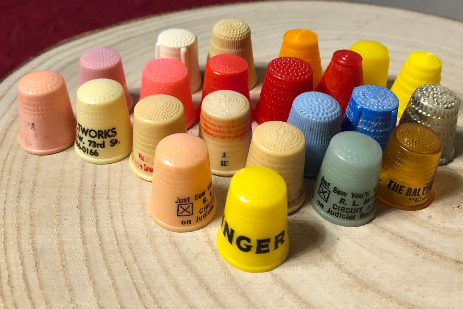 Vintage Thimbles 22 Old Plastic Colored Thimbles Etsy