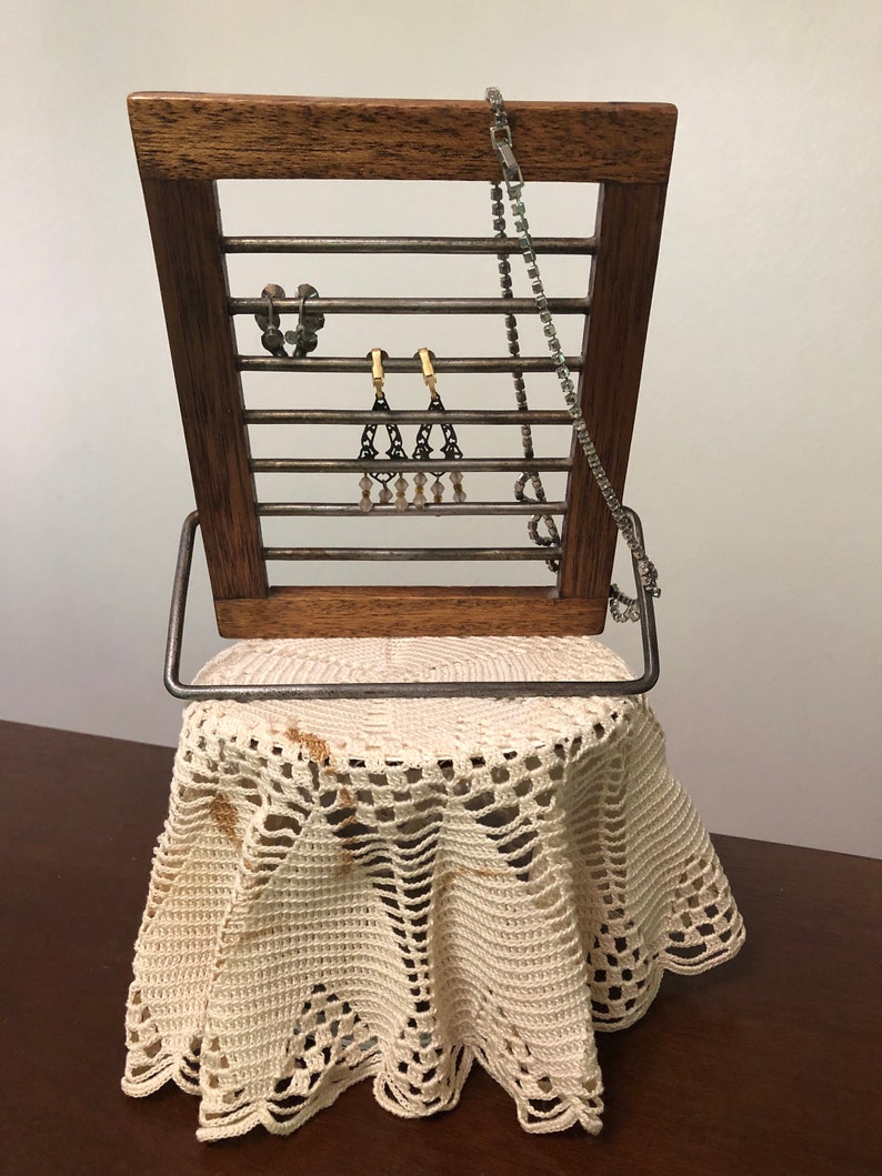 Vintage Antique Oak Frame Jewelry Holder circa 1900\u2019s