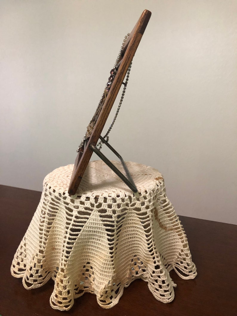 Vintage Antique Oak Frame Jewelry Holder circa 1900\u2019s