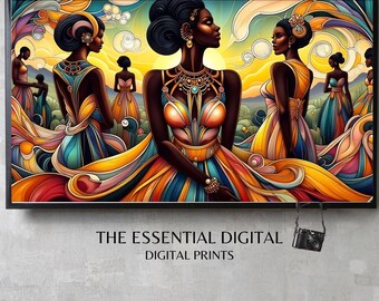 Frame TV Art, Queens Among Us Frame Art, Black Art Prints, Samsung Frame TV Artful, Black Woman Art, Black Woman Art Computer Wallpaper