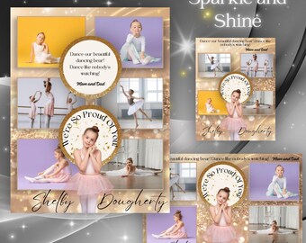 Sparkle and Shine Dance Recital Program Ad , Full Page Editable Printable Canva Template