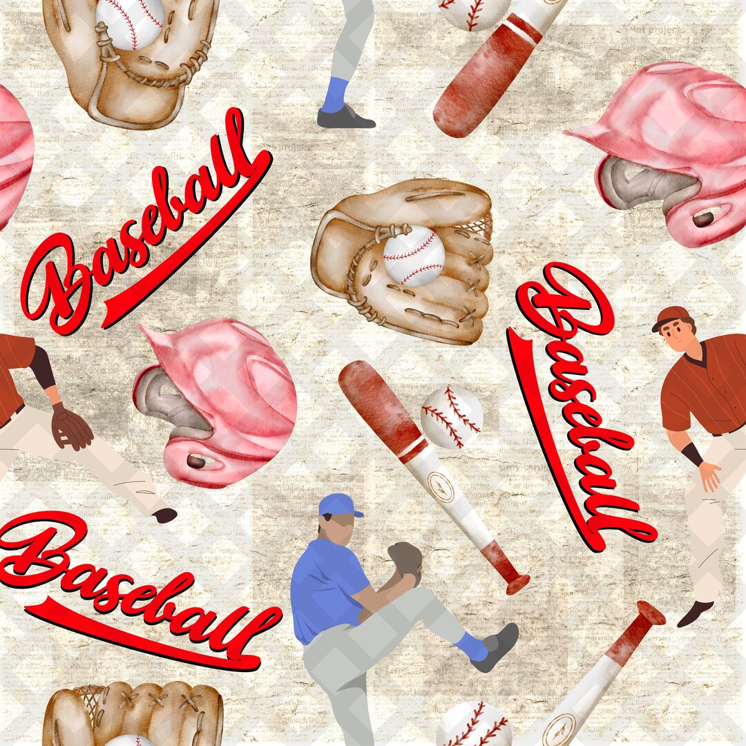 Play Ball Seamless Pattern, Baseball Digital Art Pattern, Sports ...