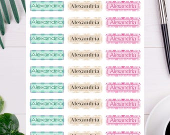 パーソナライズされたラベル、学校用Canvaテンプレートの編集可能なラベル、学校用品の学校ラベル、デジタル学校ラベル、編集可能な名前ステッカー