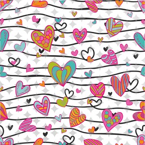 Heart On The Line Seamless Valentines Pattern, Valentines Digital Art Pattern, Valentines Day Seamless Pattern, Valentine Background Pattern