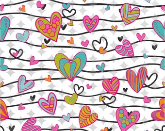 Heart On The Line Seamless Valentines Pattern, Valentines Digital Art Pattern, Valentines Day Seamless Pattern, Valentine Background Pattern
