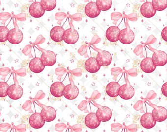 Cherry Coquette Seamless Valentines Pattern, Valentines Digital Art Pattern, Valentines Day Seamless Pattern, Valentine Background Pattern