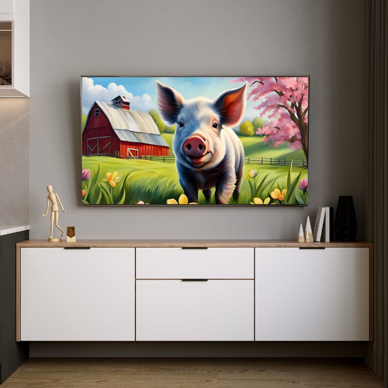 A Pig's Life TV Frame Art, Digital Frame Art, Samsung Tv Frame Art, TV ...
