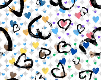 Hearts Are Wild Seamless Valentines Pattern, Valentines Digital Art Pattern, Valentines Day Seamless Pattern, Valentines Background Pattern