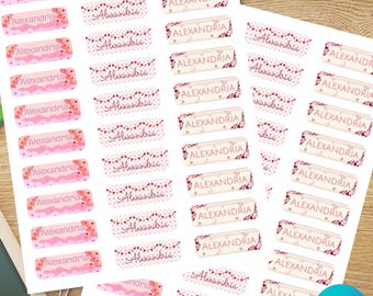 Valentines Personalized Labels, The Girlies Valentines Day Canva Editable Name Labels For School