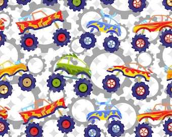Monster Gears Seamless Pattern, Monster Trucks Digital Art Pattern, Monster Trucks Seamless Pattern, Monster Trucks Digital Clipart