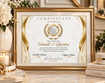 The Gold Standard Editable Marriage Certificate Template, Custom Canva Template Printable Wedding Keepsake