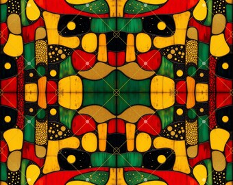Afro Whimsy Seamless Pattern, Black Girl Juneteenth Art Pattern, Seamless African Print Pattern, Abstract Black Woman Seamless Pattern