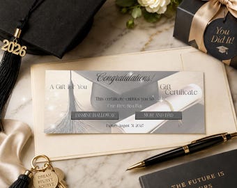 Gradtificate Gift Certificate Canva Template, Editable Printable Custom Canva Template Gift Card, Last Minute Graduation Gift