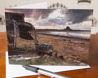 Holy Island, Weathered, Greetings Card - Blank Inside - Birthday Card  - Anniversary Card - Thank You Card - Photo Card - Get Well Soon Card