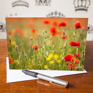 Mohnblume Grußkarte - Florale Mohnblumen - Botanische Blumenkunst - Fotogeschenke - Innen leer - Geburtstag - Danke - Blumengeschenk