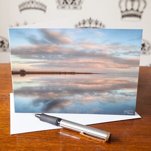 Carte de voeux Holy Island - Northumberland England - effet miroir - carte de correspondance vierge - carte d'anniversaire - merci - cadeau photo - carte Lindisfarne