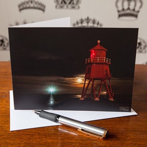 Tarjeta de felicitación "Las Luces" - South Shields - Tarjeta en blanco - Cumpleaños, Día de la Madre, Aniversario - Regalos de Newcastle - Regalo fotográfico