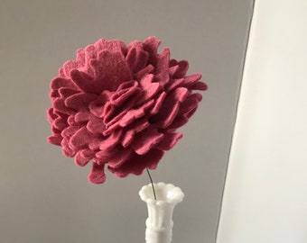 Felt Peony Bloom that looks real, felt peony stem, flower decor, valentine gift, mother’s day, wedding flowers, flower gift