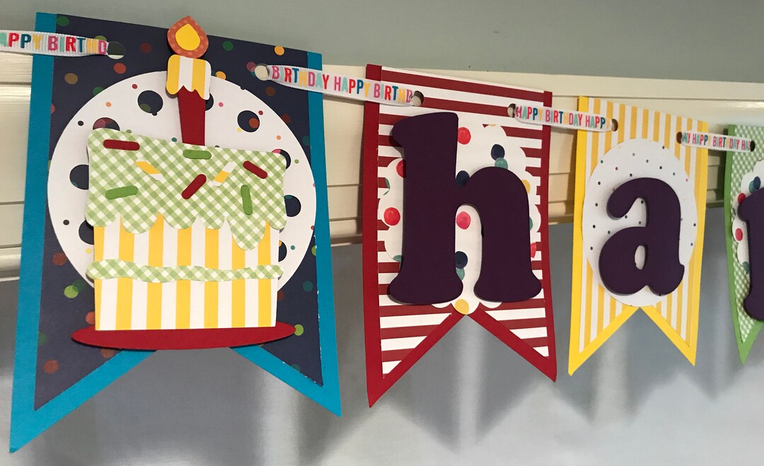 Happy Birthday Garland or Banner, Handmade Paper Garland for Birthday