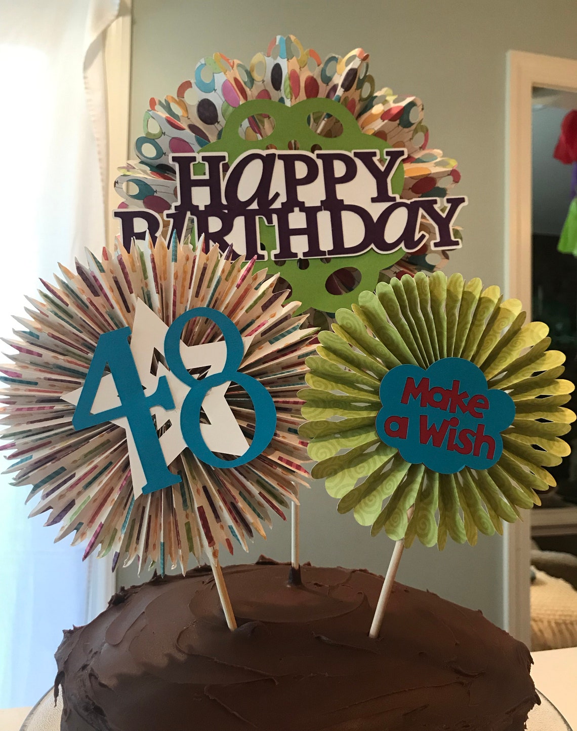Jumbo Birthday Cake Topper, Handmade Paper Rosettes for Birthday