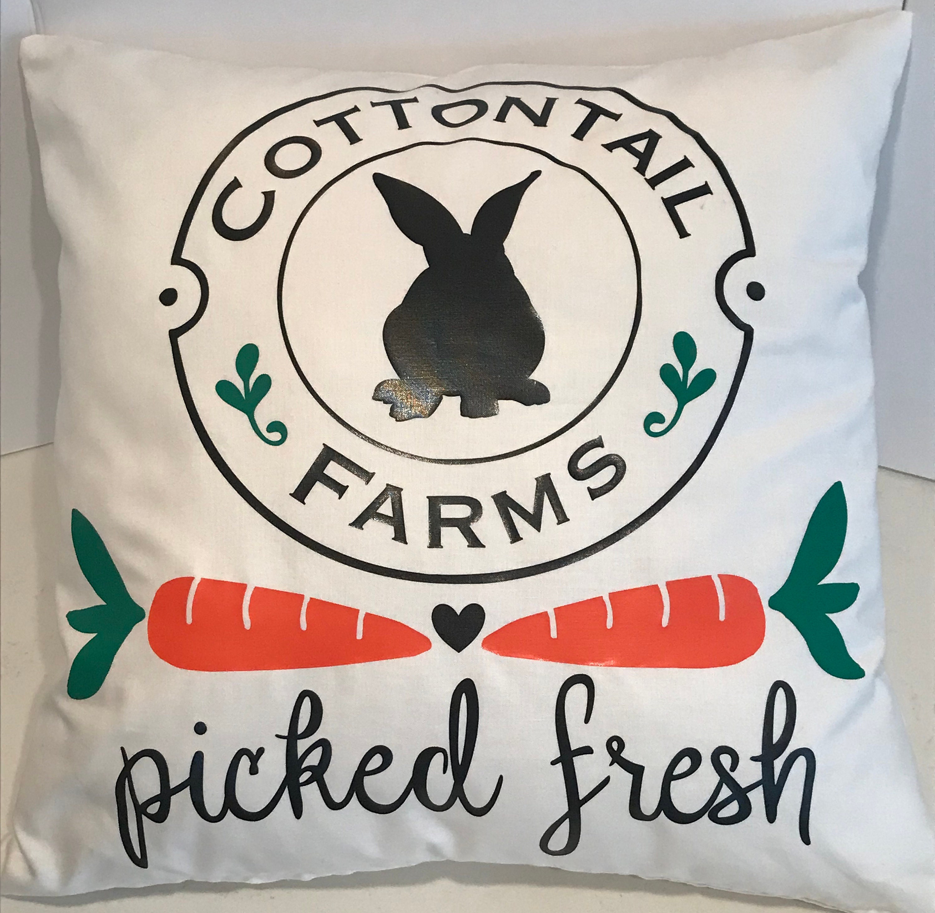 Easter Bunny Pillow Cover, Cottontail, 16x16, Easter Décor, Spring