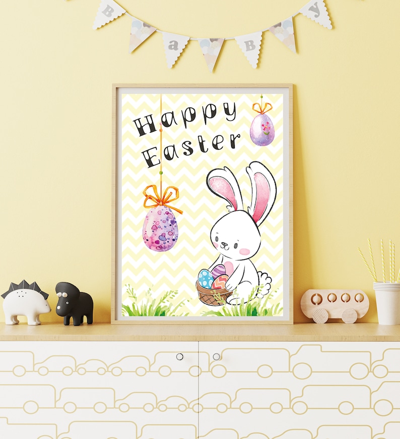 Happy Easter decor Instant download file of Easter party decor. Easter printable for playroom decor
