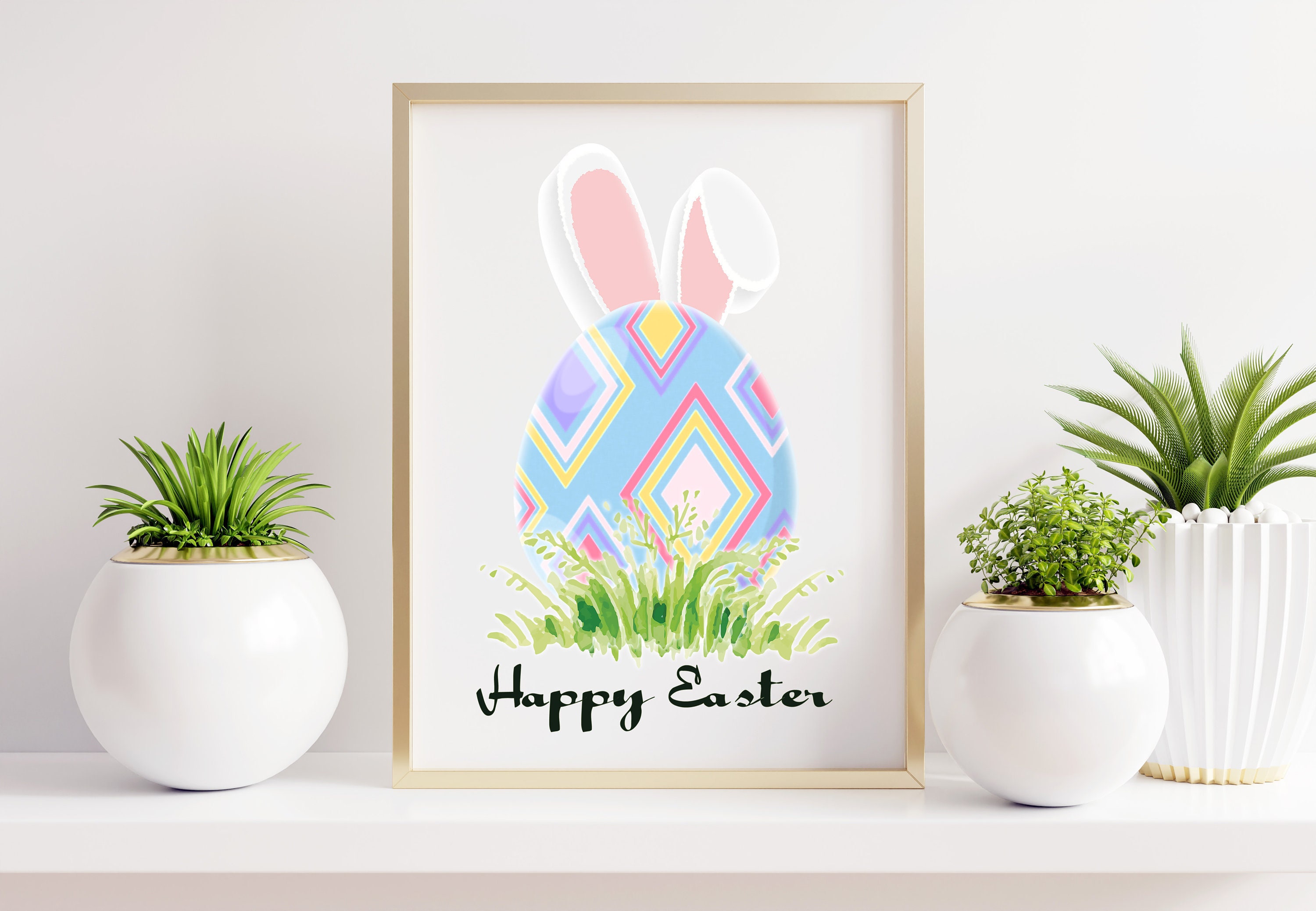Happy Easter decor. Easter printable wall art for playroom Etsy