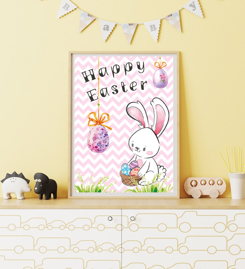 Happy Easter decor Instant download file of Easter party decor. Easter printable for playroom decor