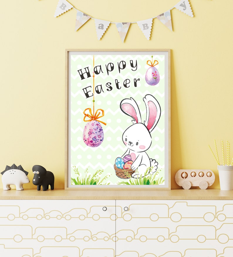 Happy Easter decor Instant download file of Easter party decor. Easter printable for playroom decor
