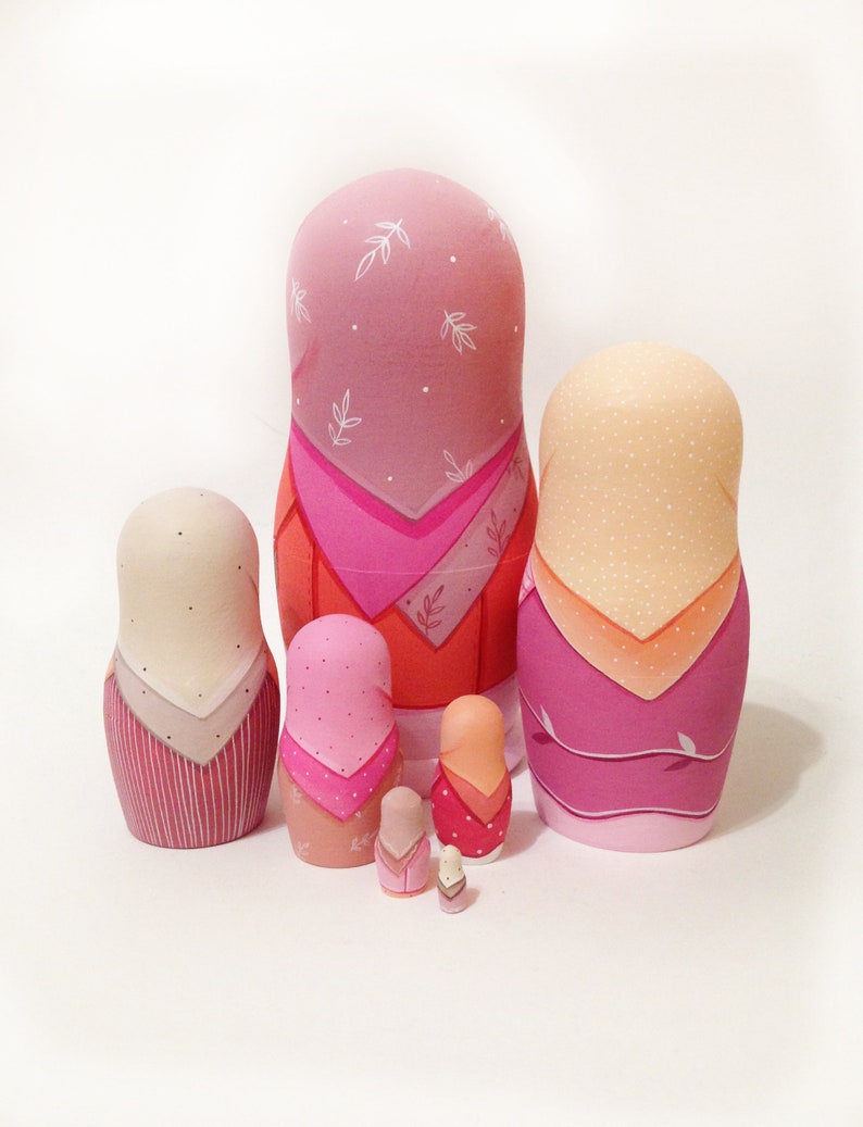 PINK Cute Nesting dolls with animals wooden toys matryoshka Etsy