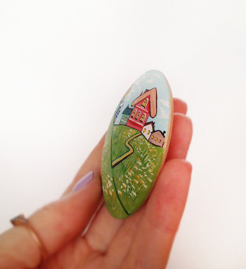 Cute mini with houses in the field ecofriendly with Etsy