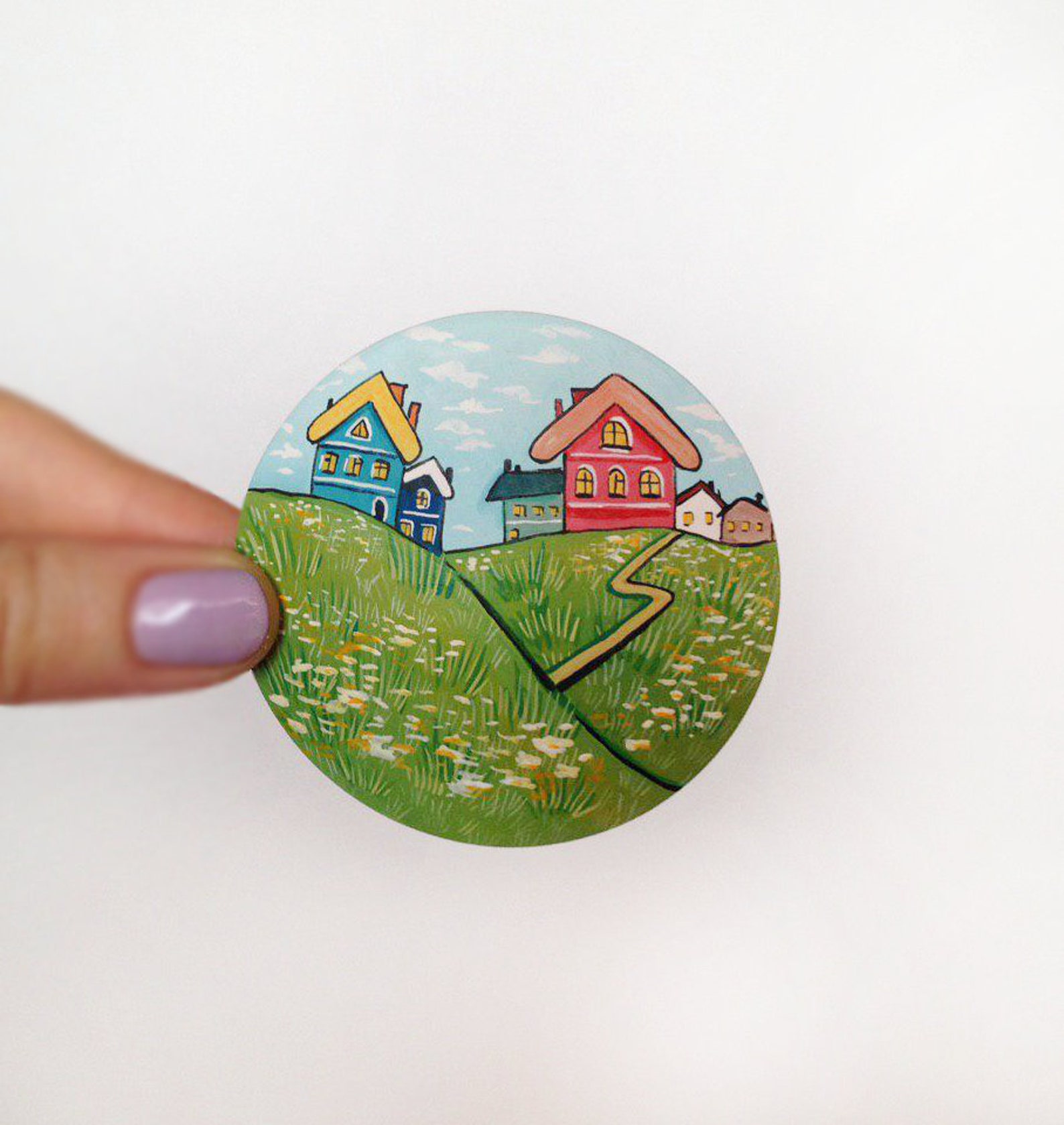 Cute mini with houses in the field ecofriendly with Etsy