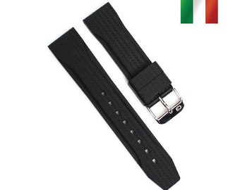 Bonetto Cinturini Italy 22mm 324 Black Rubber Watch strap vulcanized Rubber band[Kirowatch]