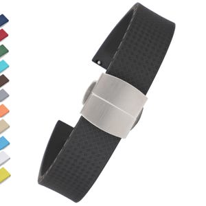 FKM rubber watch strap with Deployment clasp high grade Fluorine vulcanized rubber band 18mm 20mm 22mm [Kirowatch]