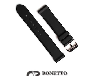 Bonetto Cinturini Italy 306 20mm Black Rubber Watch strap vulcanized Rubber band[Kirowatch]