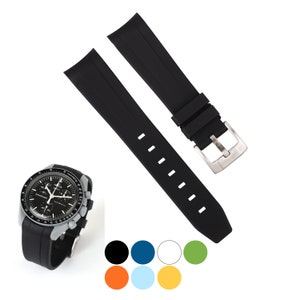 FKM Curved end Rubber watch strap for Rolex Moon swatch Fluorine vulcanized rubber band 20mm 21mm[Kirowatch]