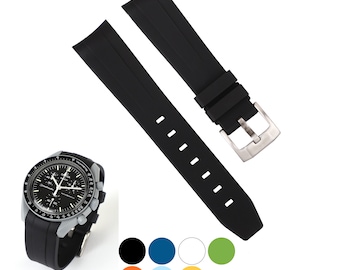 FKM Curved end Rubber watch strap for Rolex Moon swatch Fluorine vulcanized rubber band 20mm 21mm[Kirowatch]