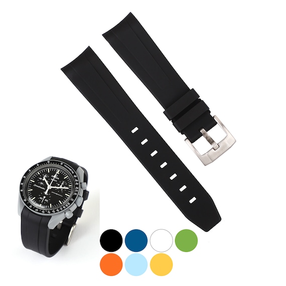 FKM Curved end Rubber watch strap for Rolex Moon swatch Fluorine rubber band 20mm 21mm[Kirowatch]
