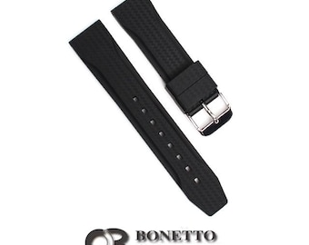 Bonetto Cinturini Italy 22mm 324 Black Rubber Watch strap vulcanized Rubber band[Kirowatch]