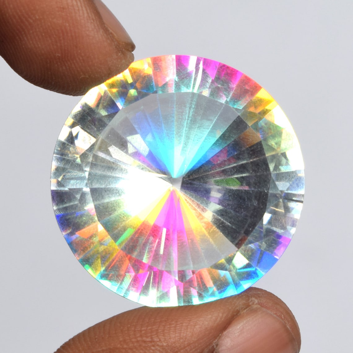 White Mystic Topaz 61.00 Ct Round Cut Faceted Loose Gemstone Etsy