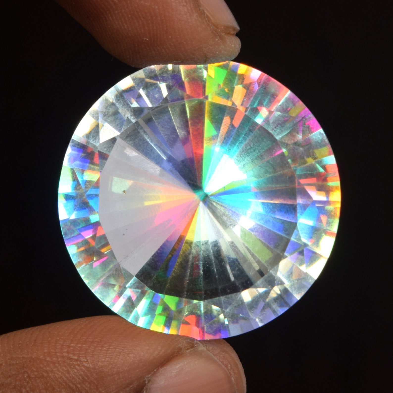White Mystic Topaz 61.00 Ct Round Cut Faceted Loose Gemstone Etsy