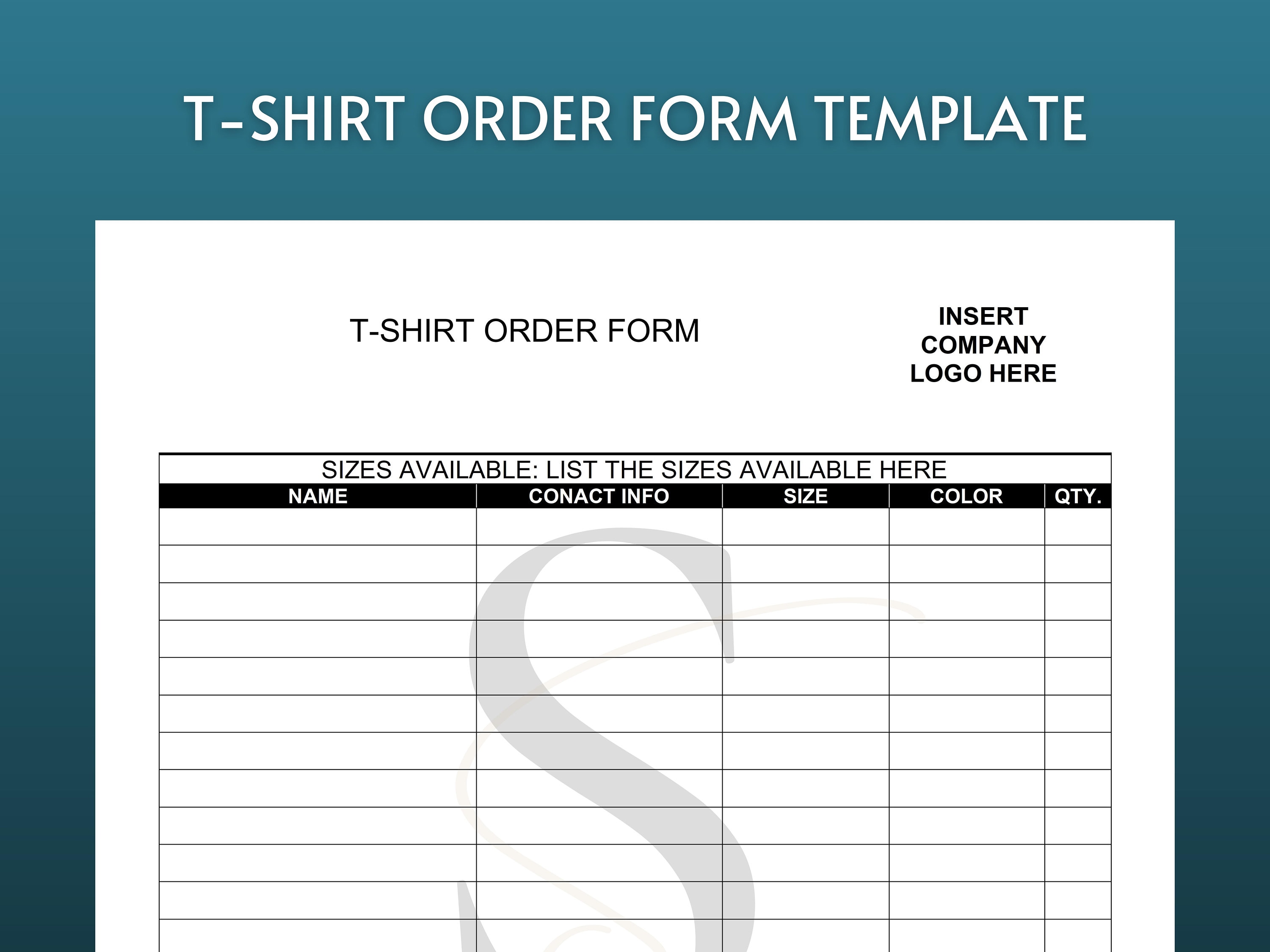 Weide Bolzen Erleichtern t shirt order form templates Einfach ...